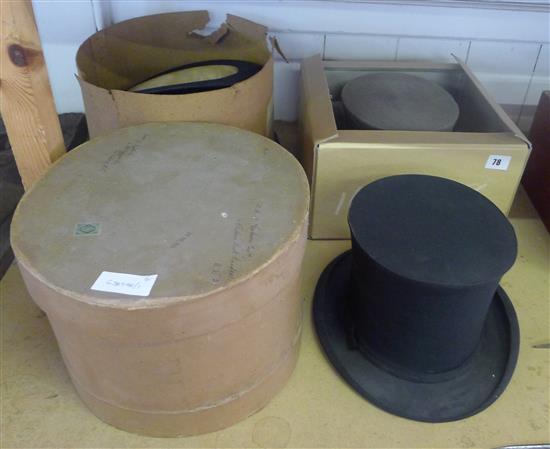 3 top hats & bowler